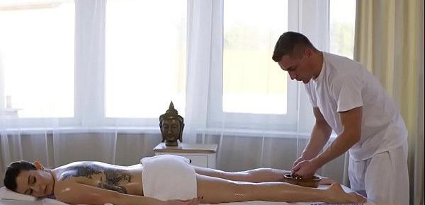  Massage Rooms Tattooed Italian brunette Marica Chanelle oily fuck session